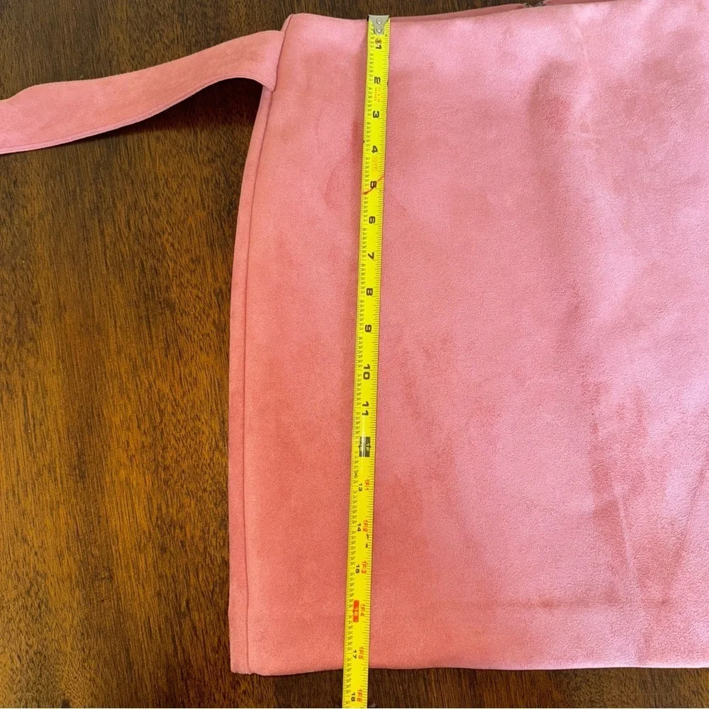 Ann Taylor Loft Faux‎ Suede Skirt Mini Coral Salmon Pink Tie Size 2